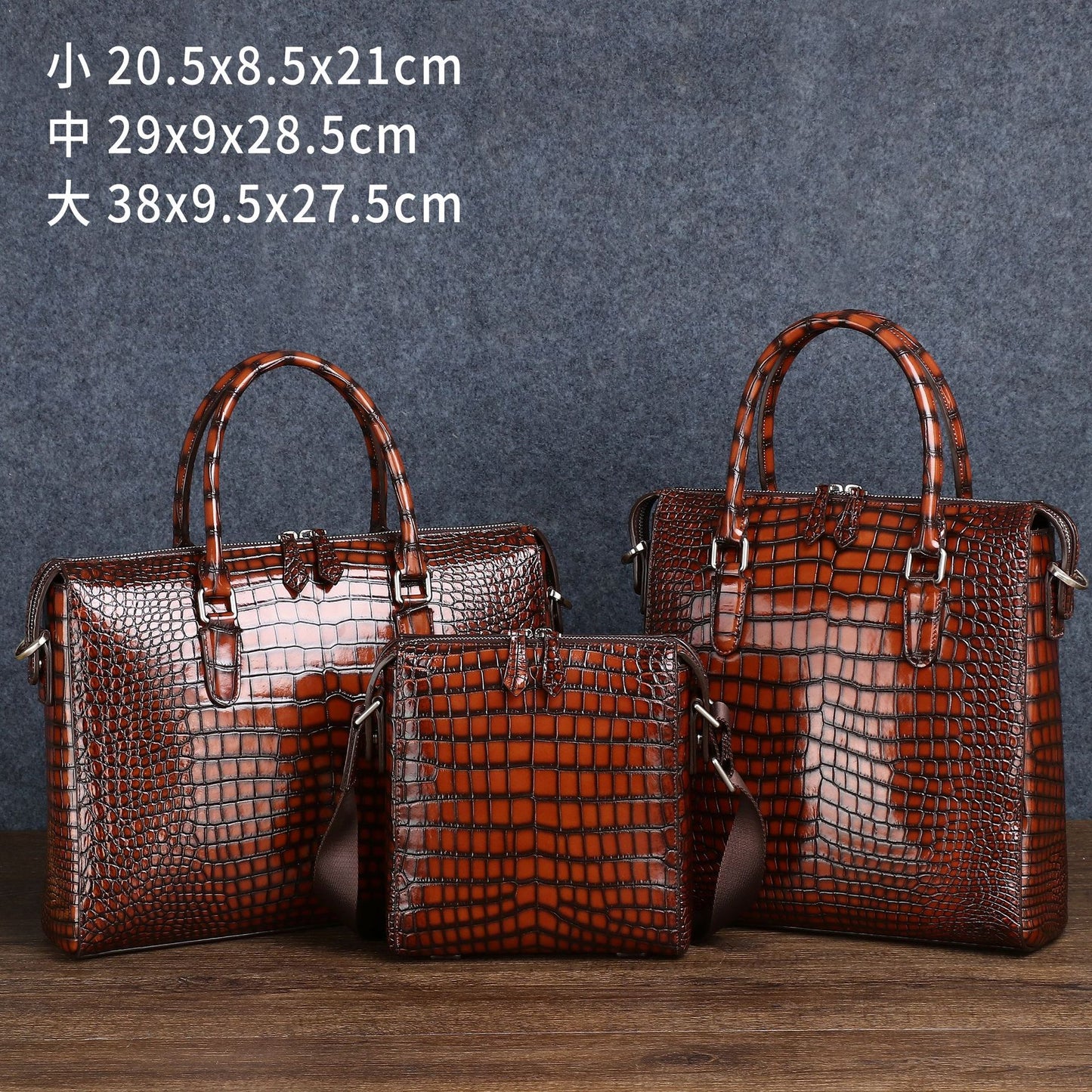 New Arrival Distressed Croc-Effect Men's Business Bag, A Waterproof Silicone Top-Handle Crossbody Shoulder Bag with Trendy Design
