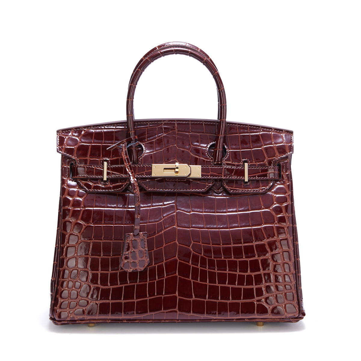 Genuine Leather Crocodile-Embossed Birkin-Style Bag for Women, New Structured Large Top Handle Shoulder Crossbody Purse, Versatile Everyday Handbag for Ladies