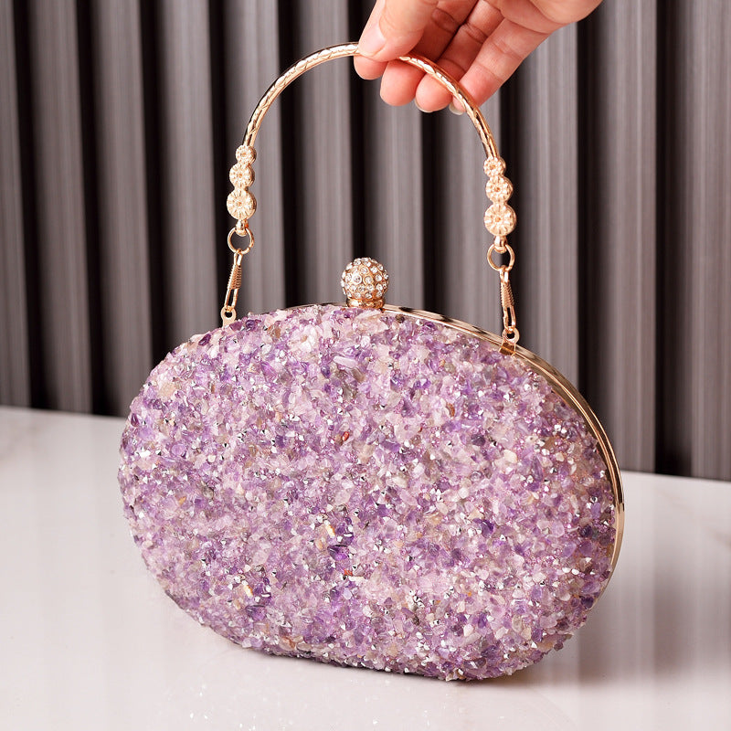 Dazzling Rhinestone-Embellished Round Evening Bag for Women, A Crystal-Studded Top-Handle Formal Dress Purse Perfect for Cheongsam Banquets & Special Occasions
