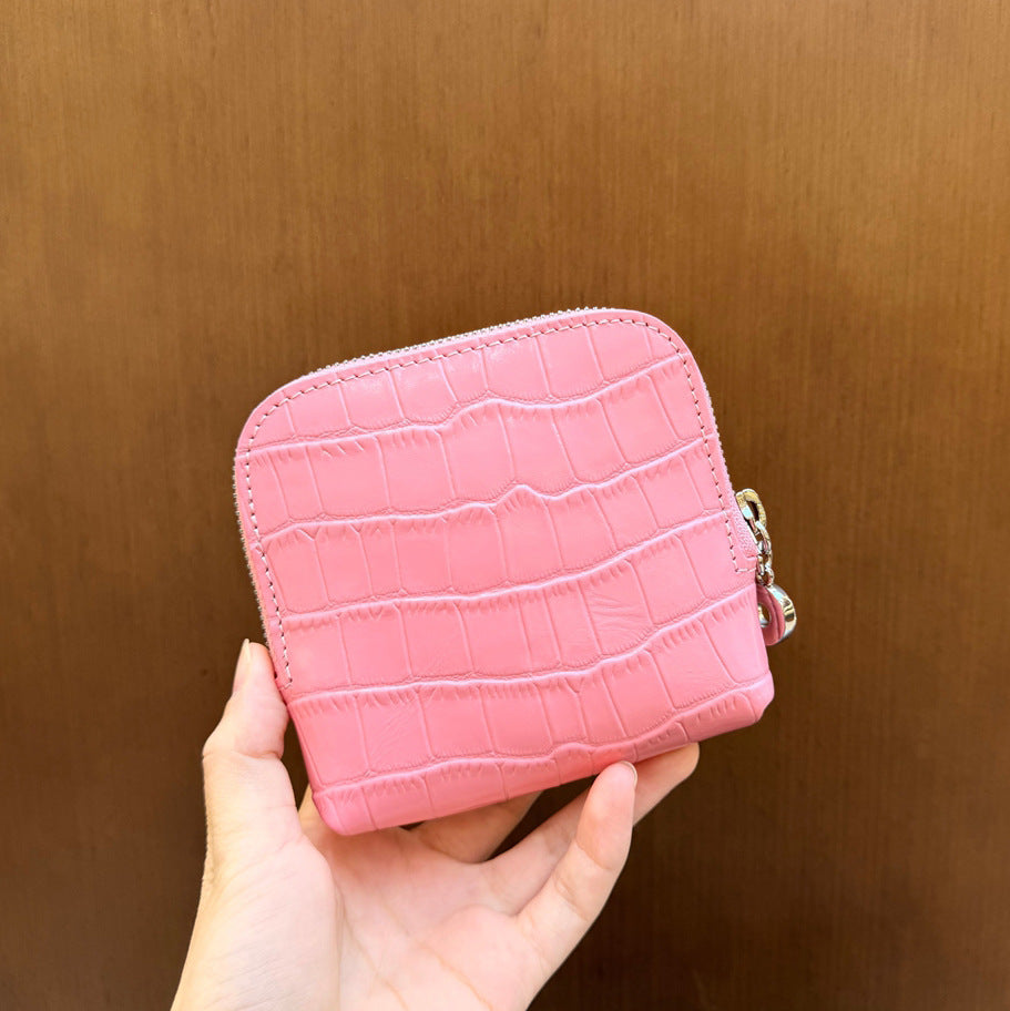 New Arrival Croc-Effect Genuine Leather All-in-One Card Holder for Women, A Large Capacity Coin Purse with Key Ring & Jewelry Pouch, Premium Top-Layer Cowhide Design