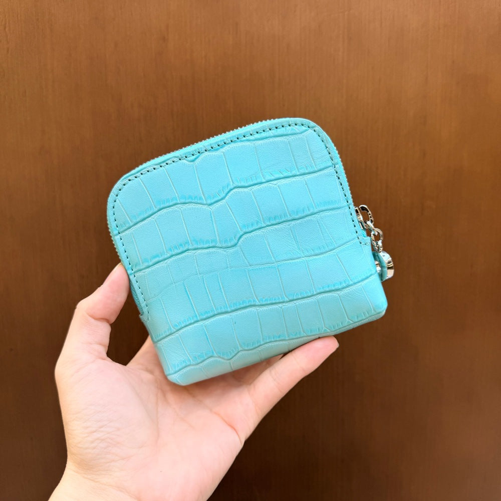 New Arrival Croc-Effect Genuine Leather All-in-One Card Holder for Women, A Large Capacity Coin Purse with Key Ring & Jewelry Pouch, Premium Top-Layer Cowhide Design