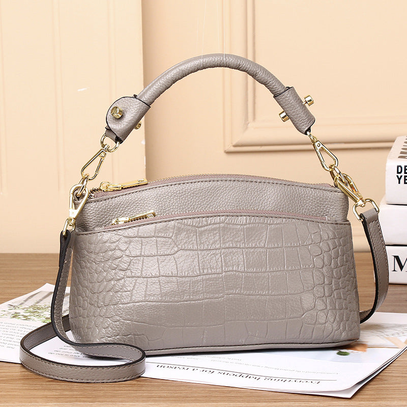New Arrival Croc-Effect Genuine Leather Bag for Women, A Premium Top-Handle Crossbody Shoulder Handbag with Versatile Design