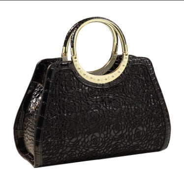 New Arrival Croc-Effect Genuine Leather Shoulder Crossbody Bag for Women, A Minimalist Elegant Design Perfect for Middle-Aged Moms with Premium Sophisticated Feel