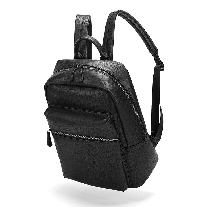 New Arrival Korean Style Croc-Effect Leather Backpack for Men, A Large Capacity Lightweight Daypack with Versatile Premium Design, Perfect for Daily & Travel