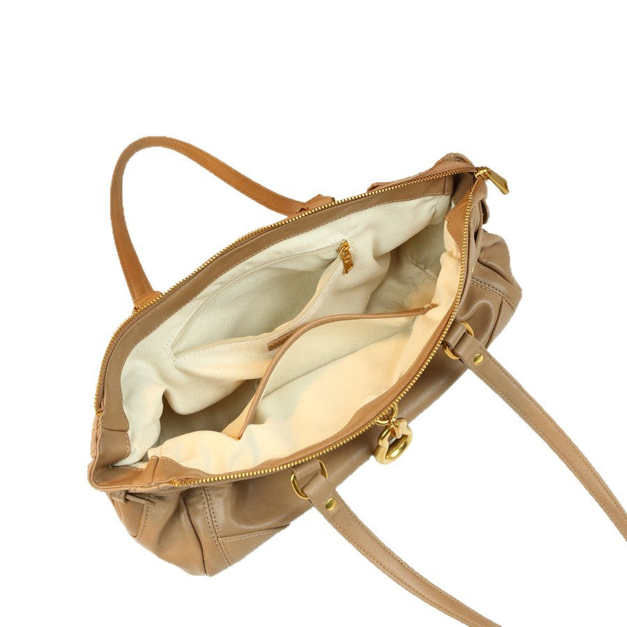 Vintage Metal Gourd Charm Baguette Bag for Women Large Capacity Top Handle Shoulder Pillow Purse with Unique Hardware Accent