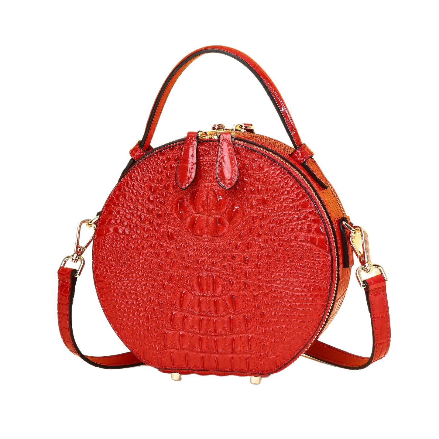 Croc-Embossed Himalayan Round Crossbody Bag for Women – Large-Capacity Accordion Shoulder Tote, Versatile Summer Handbag for Daily Casual Style