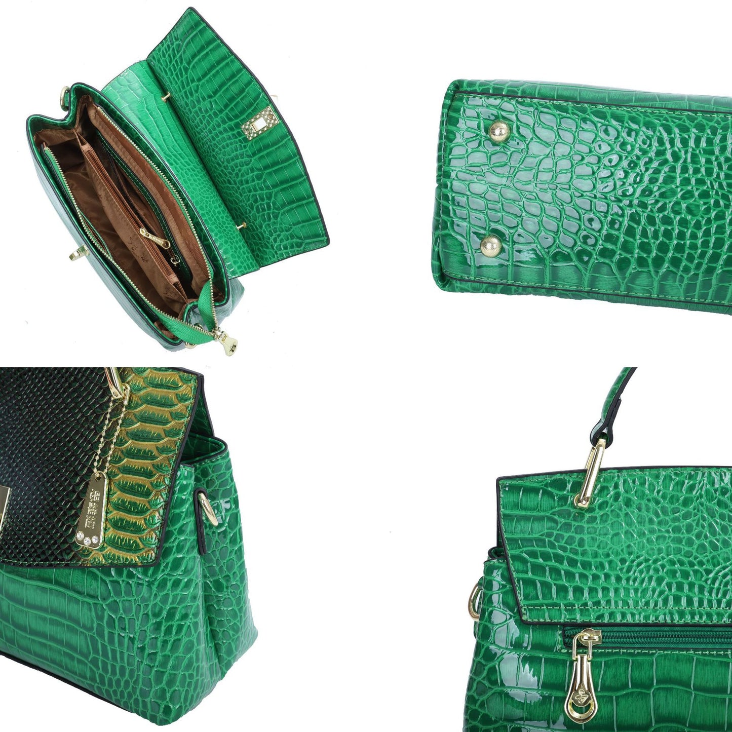 New Arrival Snake-Effect & Croc-Effect Color-Blocked Handbag for Women, A Multi-Color Top-Handle Crossbody Bag with Trendy Design, Versatile Everyday Purse