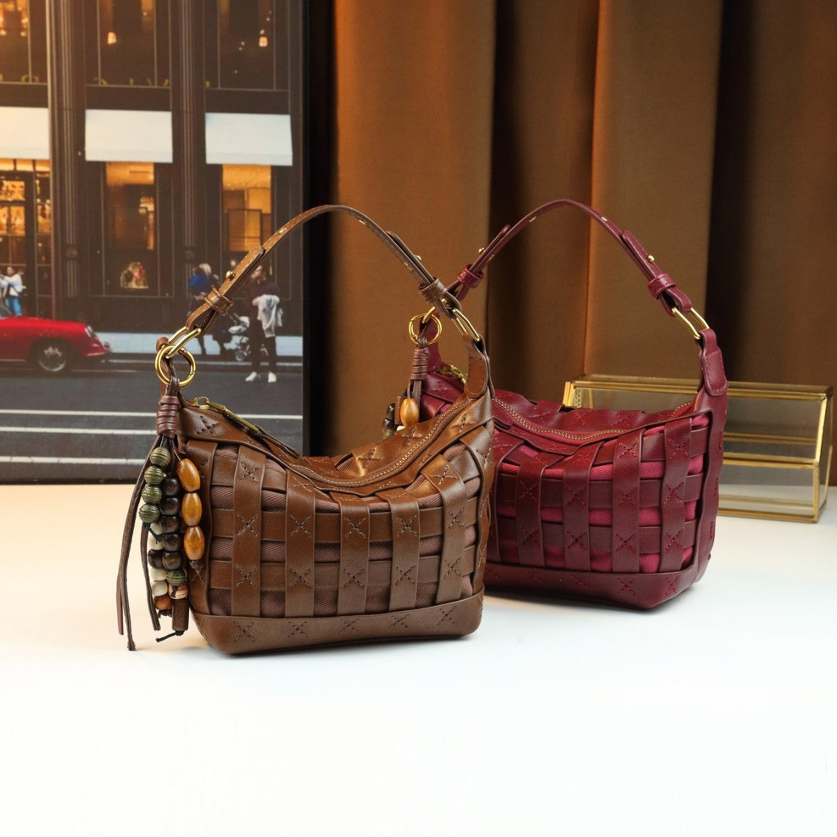 Woven Dumpling Bag for Women Fall Winter Soft Shoulder Crossbody Purse, Niche Premium Handbag with Textured Design