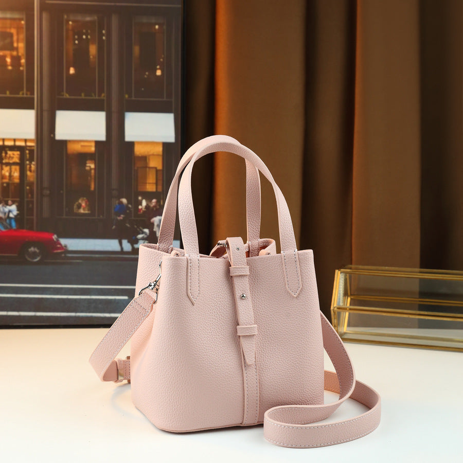 Pebble Grain Bucket Bag for Women Minimalist Solid Color Commuter Shoulder Crossbody Handbag, Soft Versatile Purse with Clean Design