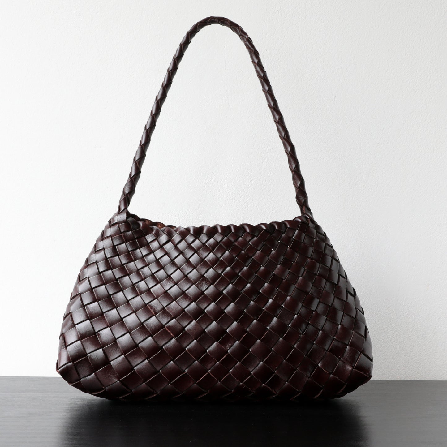 Top Layer Cowhide Handwoven Basket Bag for Women Light Luxury French Vintage Shoulder Underarm Handbag, Genuine Leather Purse with Artisan Texture