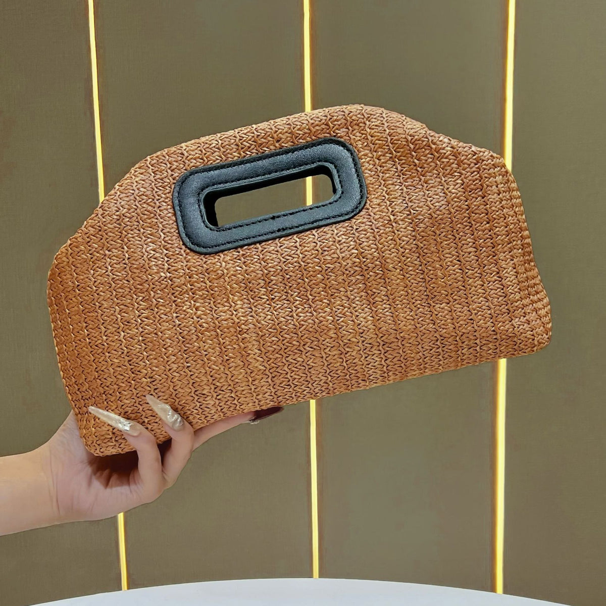 Women's Large Capacity Woven Straw Clutch Bag, Versatile Chain Crossbody Shoulder Handbag with Boho Design, Summer Beach Purse