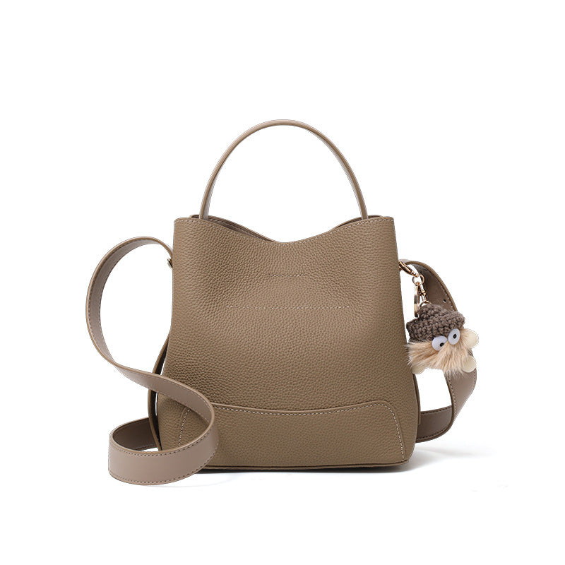 Genuine Top Layer Cowhide Bucket Bag for Women, New Large Capacity Shoulder Crossbody Top Handle Purse, Premium Versatile Mom Handbag for Ladies