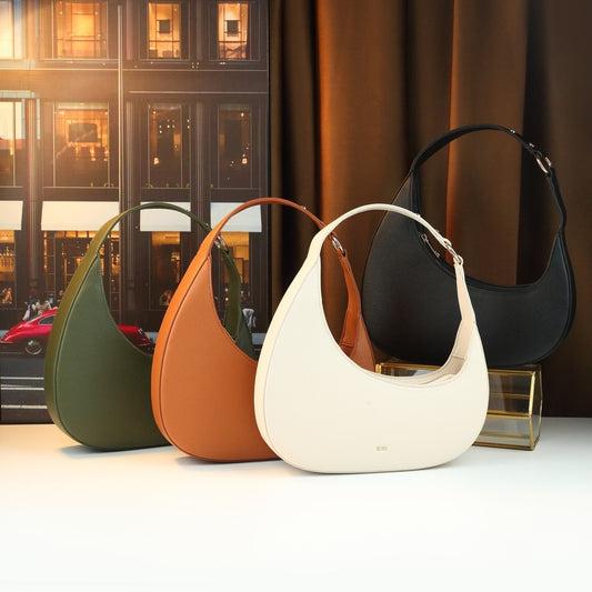 Crescent Moon Shoulder Bag for Women Vintage Minimalist Underarm Purse, Sleek Solid Color Crossbody Handbag with Premium Finish for Spring Summer