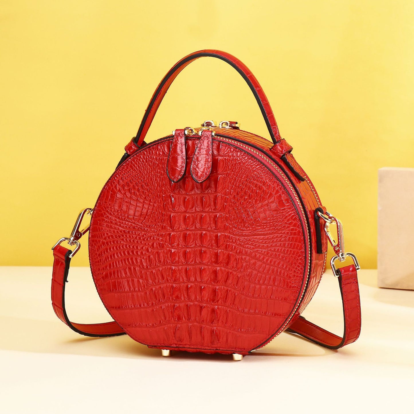 Croc-Embossed Himalayan Round Crossbody Bag for Women – Large-Capacity Accordion Shoulder Tote, Versatile Summer Handbag for Daily Casual Style