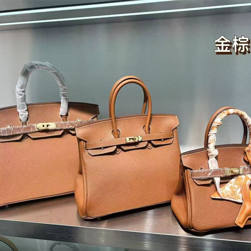Premium Top-Layer Cowhide Birkin-Inspired Tote Bag for Women, High-Quality Large Capacity Shoulder Crossbody Handbag with Versatile Design, Perfect for Banquets & Everyday