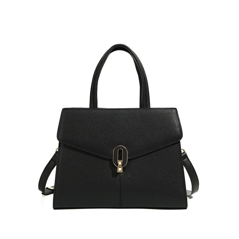 New Red Kelly-Style Light Luxury Bag, Genuine Leather Commute Top Handle Purse, Premium Fashionable Handbag for Women