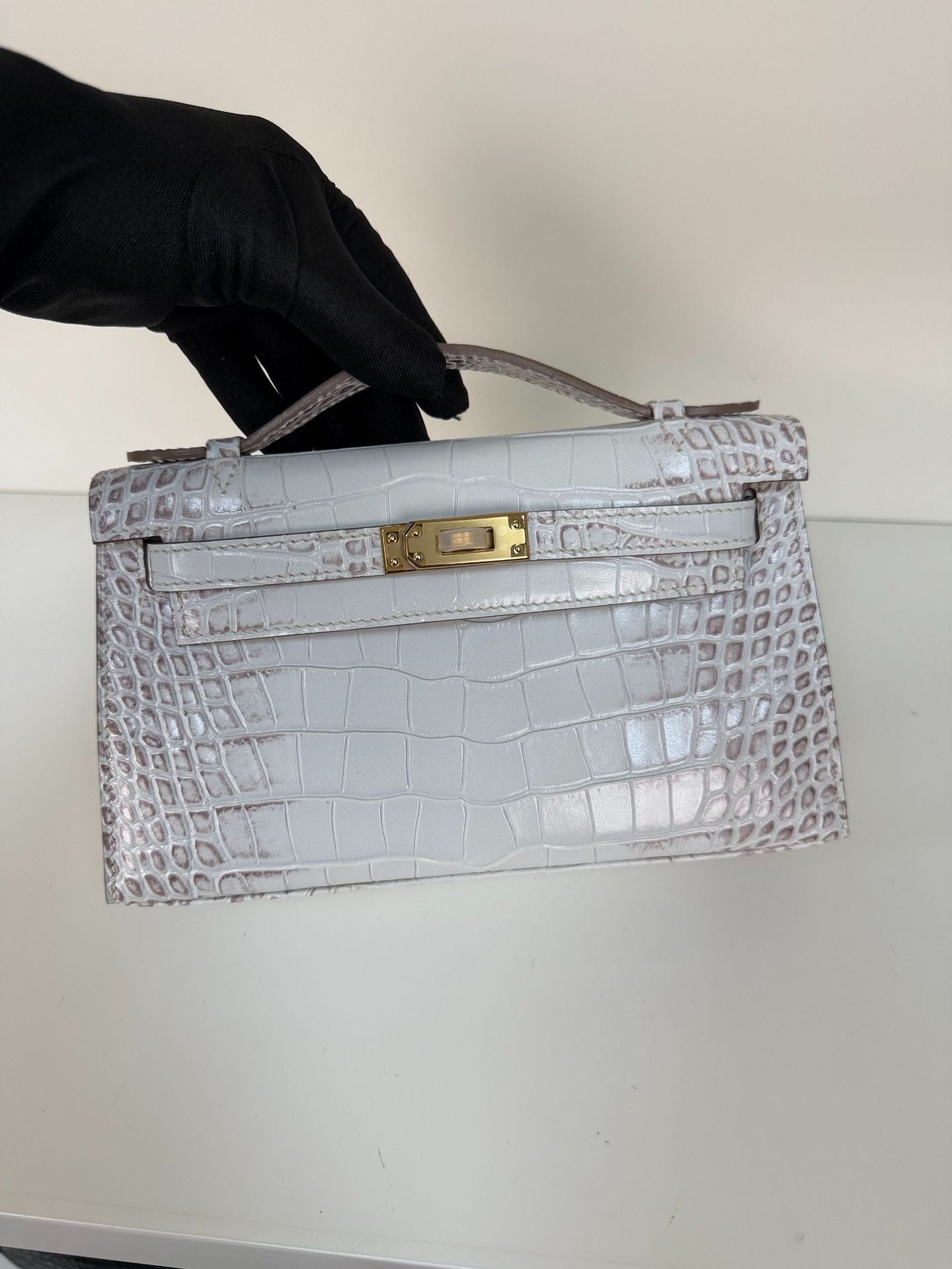 Premium 22cm Croc-Effect Kelly-Inspired Top-Handle Bag for Women, Hand-Stitched Waxed Thread Detailing with Steel Hardware, Light Luxury Genuine Top-Layer Cowhide Leather Handbag