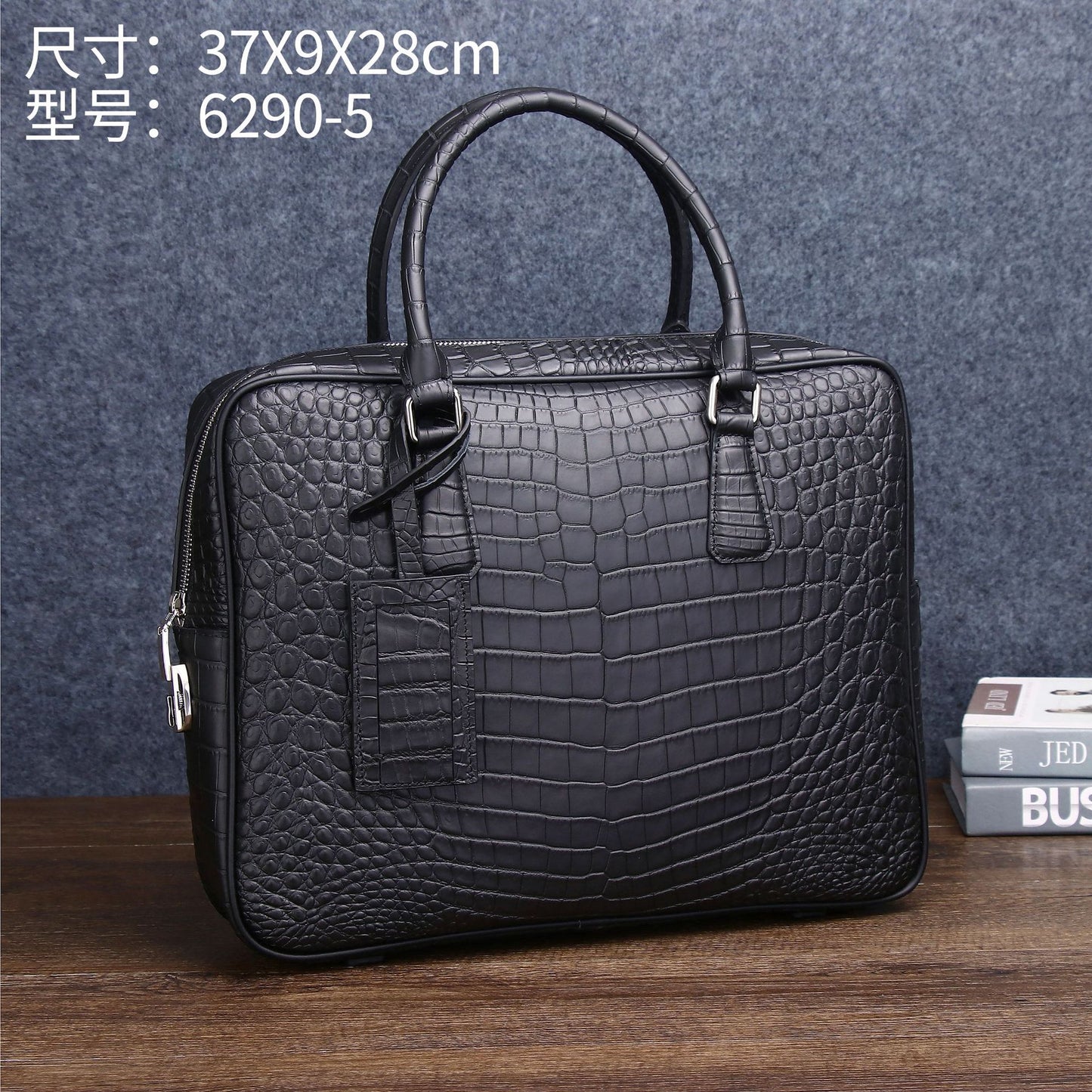 New Arrival Matte Croc-Effect Business Briefcase for Men, A Large Top-Handle Laptop Bag with Combination Lock & Professional Design, Perfect for Work & Travel