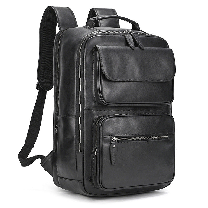 Men's Crazy Horse Leather Backpack Vintage Travel Daypack for Women Students, Genuine Leather Casual Rucksack Large Capacity