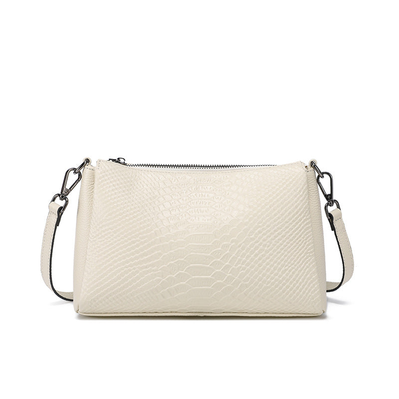New Arrival Croc-Effect Genuine Leather Mom Bag for Women, A Classic Top-Layer Cowhide Shoulder Underarm Handbag with Versatile Commuter Design, Perfect Everyday Purse