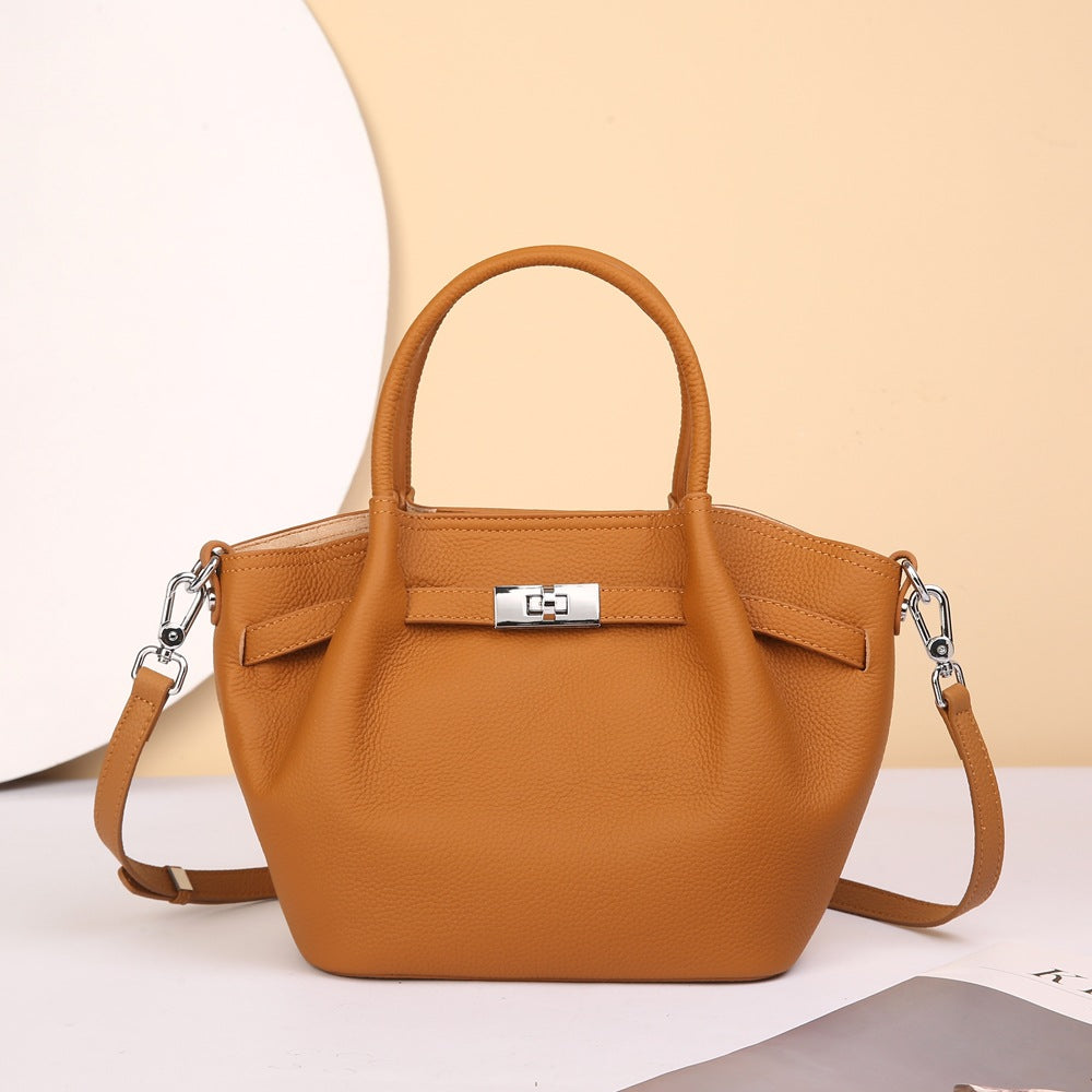 Genuine Togo Top Layer Cowhide Basket Bag for Women, Fashionable Crossbody Top Handle Shoulder Purse, Bestseller Commute Handbag for Ladies