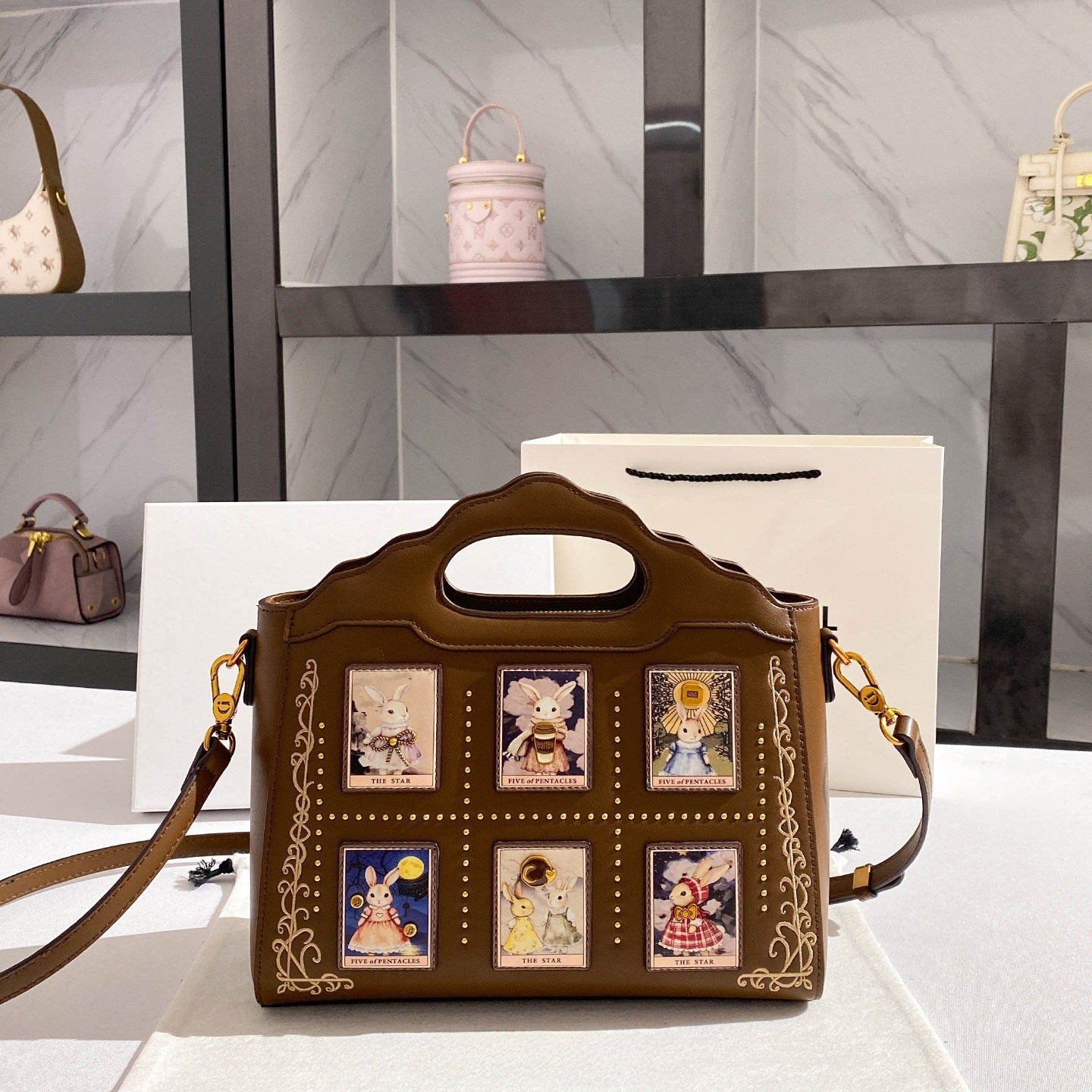 Chic Embroidered Birkin-Inspired Tote Bag for Women, Light Luxury Large Capacity Top-Handle Handbag with Premium Sophisticated Design, Perfect 2026 Everyday Purse