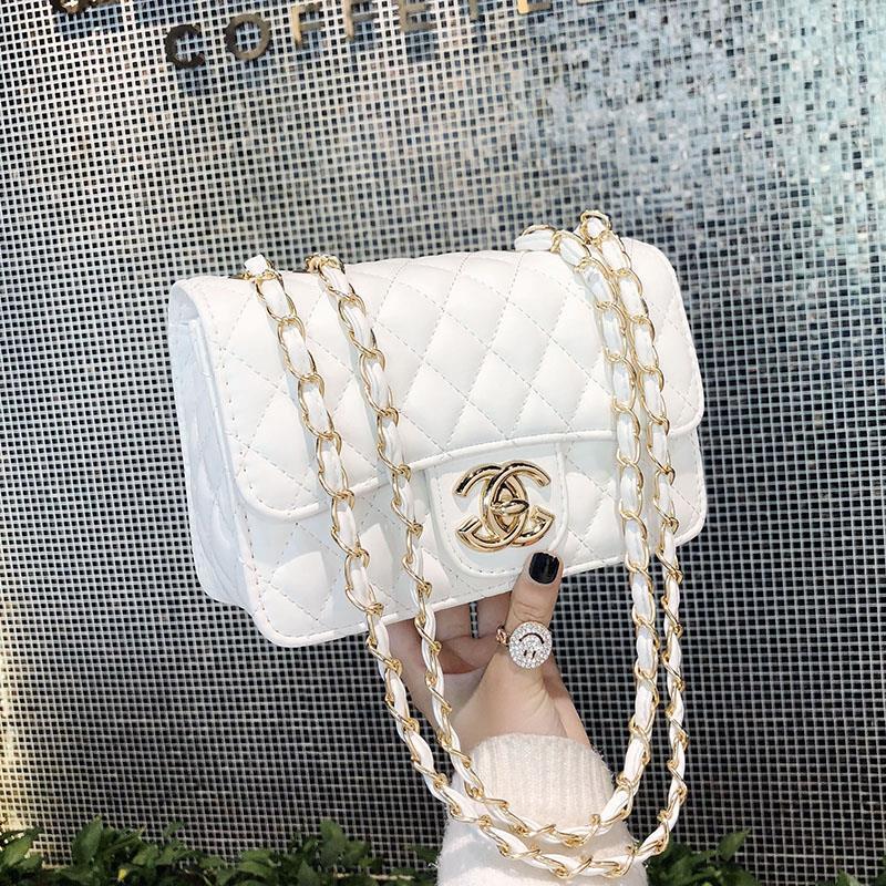 Genuine Leather Korean Style Quilted Chain Small Square Bag for Women, New Fashionable Crossbody Shoulder Purse, Trendy Everyday Handbag for Ladies