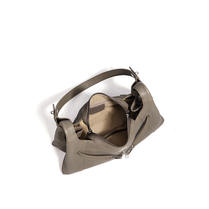 Summer Versatile Genuine Leather Underarm Bag, Premium Shoulder Crossbody Tote, Niche Korean Style Commute Handbag for Women