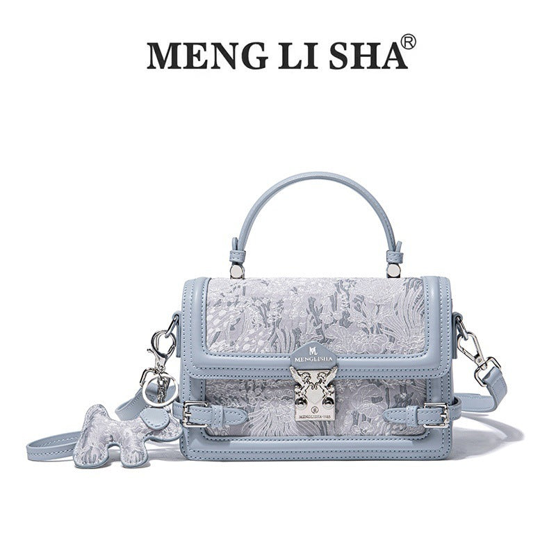 Niche Vintage Embroidered Small Square Bag, Premium Commute Shoulder Crossbody Top Handle Purse, Trendy Versatile Handbag for Women