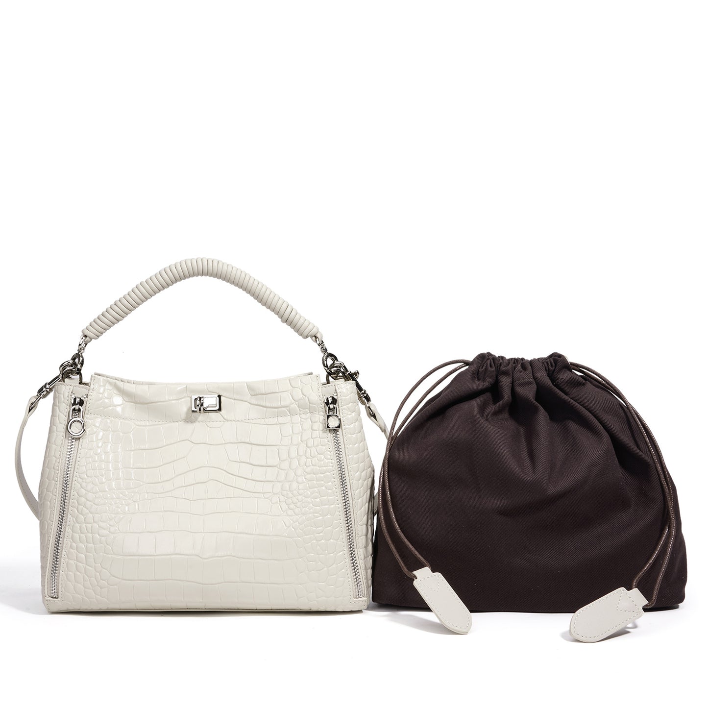 New Spring Croc-Effect High-Shine Bucket Bag for Women, A Large Capacity Top-Handle Shoulder Handbag with Premium Design, Perfect for Spring Style