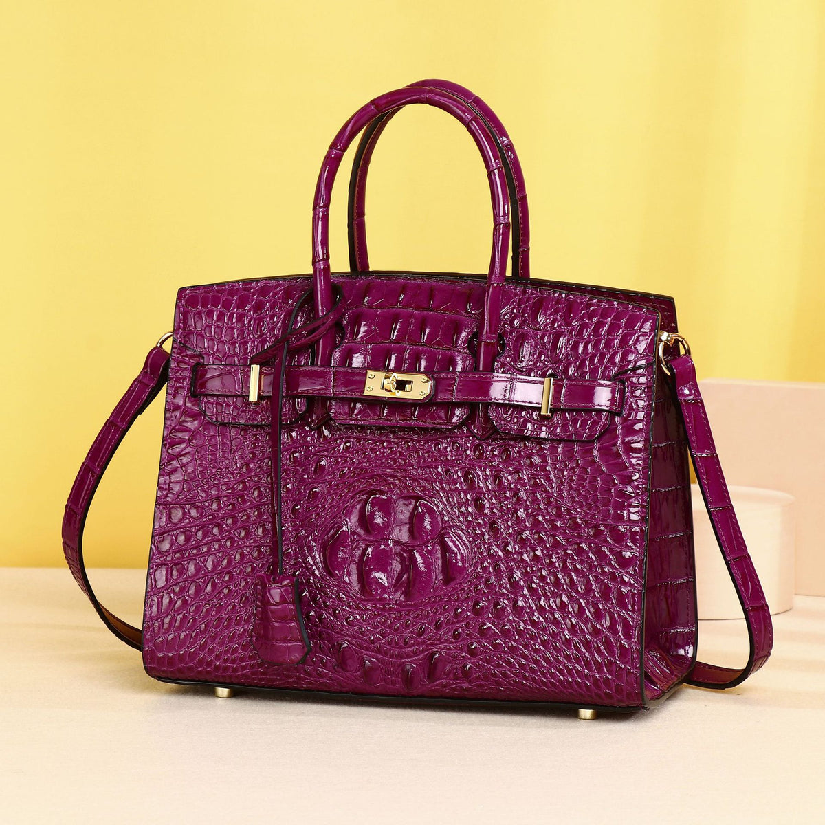 Chic Croc-Embossed Birkin-Inspired Tote Bag for Women, Large Capacity Wristlet Handbag with Versatile Classic Design, Perfect Everyday Purse