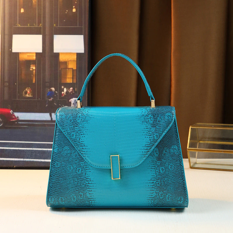 Snakeskin Kelly Bag for Women Elegant Top Handle Shoulder Crossbody Handbag, Trendy Exotic Texture Purse with Sophisticated Hardware Accent
