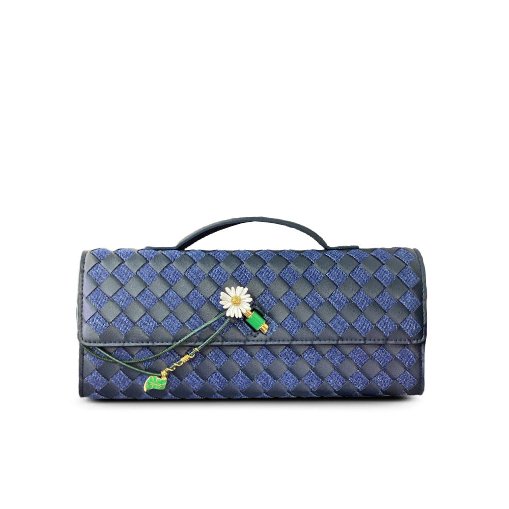 Woven Baguette Shoulder Bag, Niche High-End Daisy Clutch Evening Bag, Versatile Crossbody Fashion Bag for Women