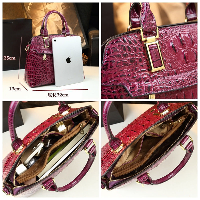 New Arrival Croc-Effect Genuine Leather Mom Bag for Women, A High-End Top-Handle Shoulder Handbag with Elegant Premium Design, Perfect for Middle-Aged Moms