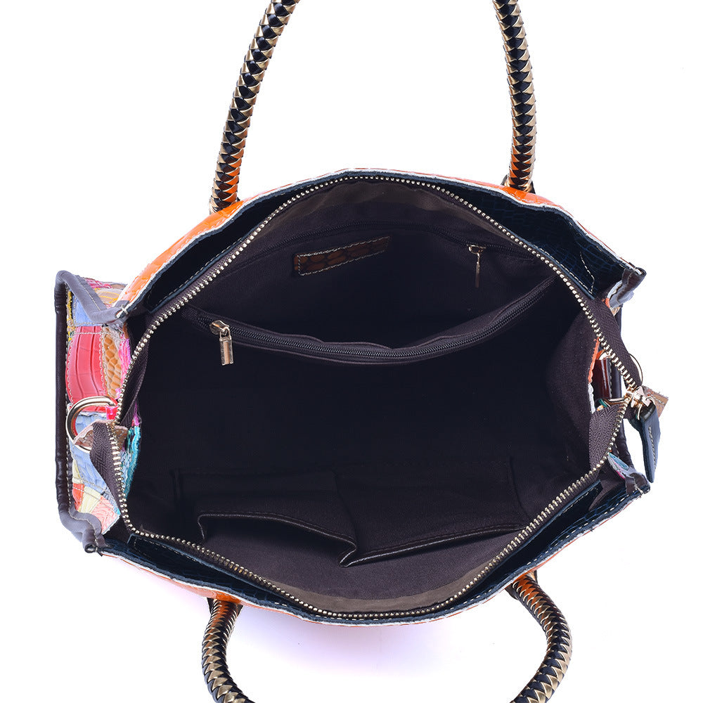 Genuine Leather Snakeskin Handmade Handbag for Women, Trendy Crossbody Top Handle Purse, Versatile Multi-Functional Shoulder Bag for Ladies