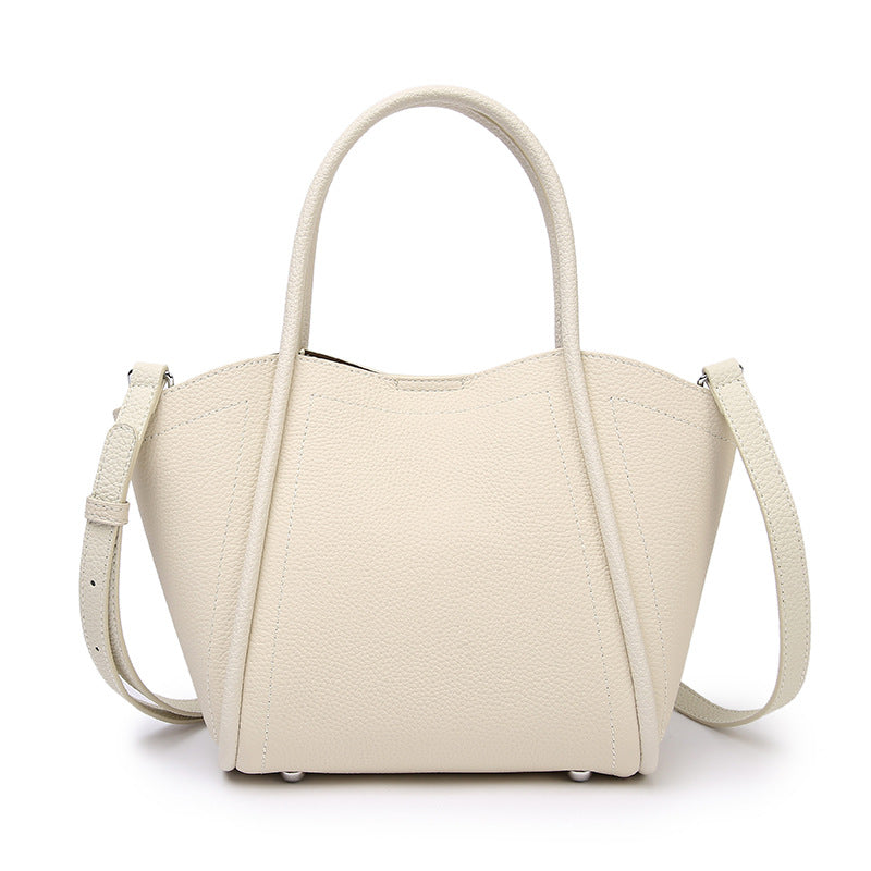 Top Layer Cowhide Basket Bucket Tote Bag for Women Large Capacity Casual Shoulder Handbag, Bestselling Purse with Trendy Elegant Design