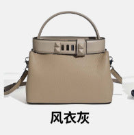 New Fall/Winter Premium Top-Handle Handbag for Women, Versatile Shoulder Crossbody Tote with Studded Turn-Lock Closure & Sophisticated Design, Perfect Commuter Bag for Everyday Elegance
