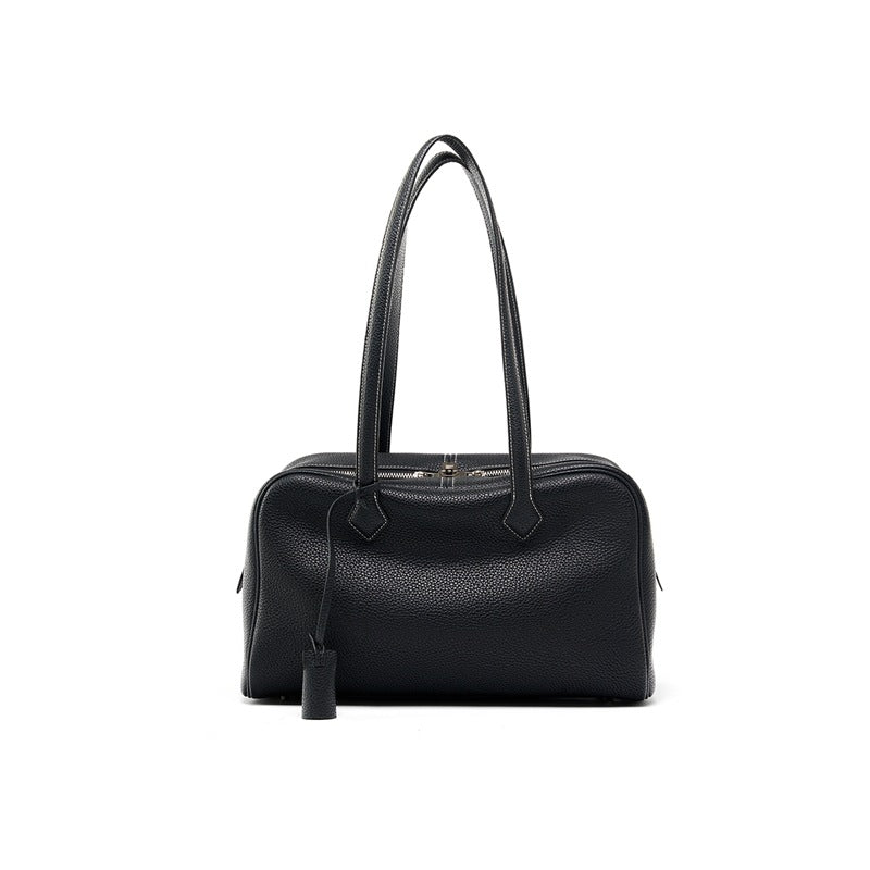 Genuine Suede Leather Boston Bowling Tote Bag for Women, New Large Capacity Shoulder Handbag, Premium Fashionable Everyday Purse for Ladies