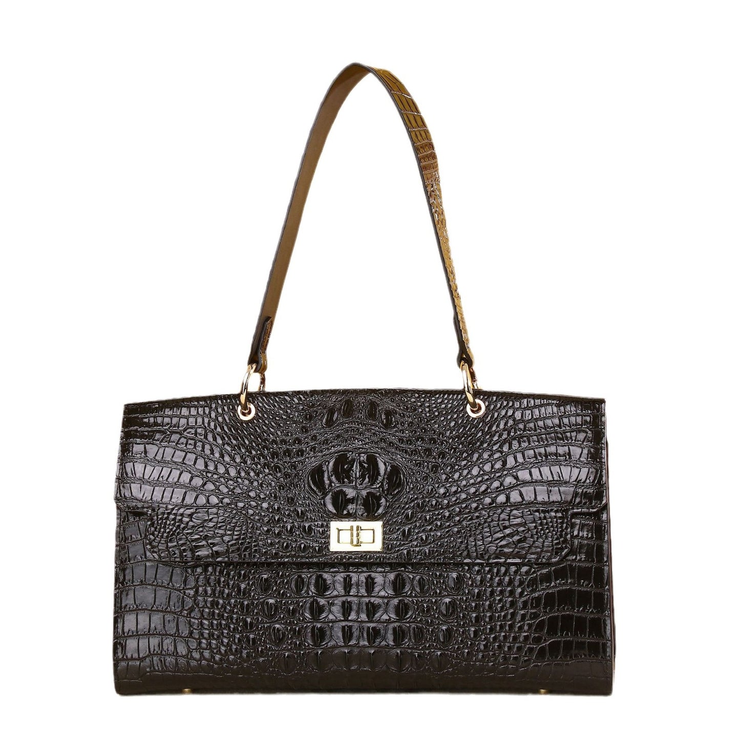New Arrival Croc-Effect Shoulder Bag for Women, A Fashionable Top-Handle Flap Handbag with Casual Outdoor Trendy Design