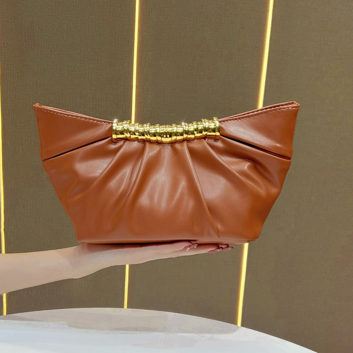 New Arrival Pleated Evening Clutch for Women, Minimalist Versatile Crossbody Purse with Elegant Pearl Accents, A Sophisticated Handbag for Wedding Banquet & Party