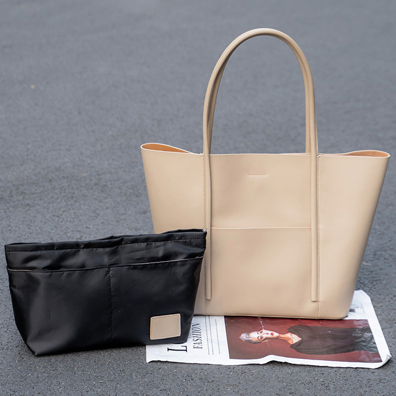 Cowhide Large Capacity Tote Bag for Women Stylish Commuter Shoulder Handbag, Versatile Bestselling Purse with Premium Leather Finish