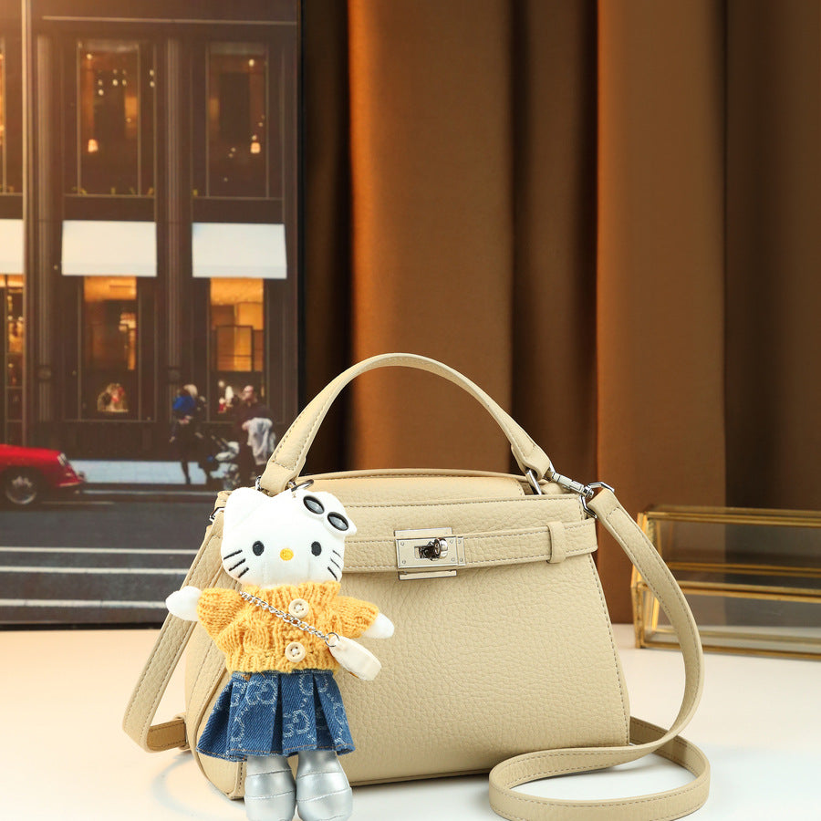 Soft Pebble Grain Leather Kelly Bag for Women Commuter Shoulder Crossbody Handbag, Premium Elegant Purse with Timeless Style