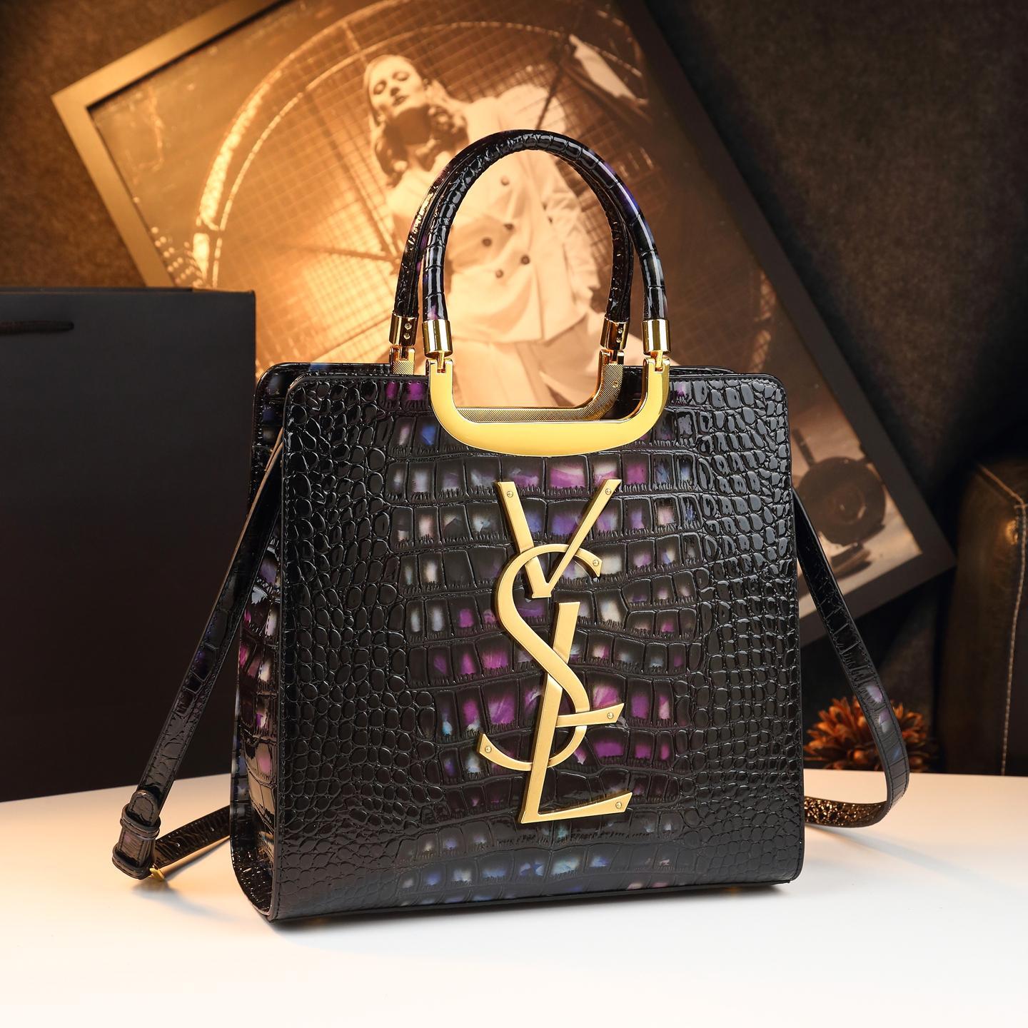 New Arrival French Style Croc-Effect Light Luxury Bag for Women, An Elegant Large Capacity Commuter Crossbody Top-Handle Handbag Perfect for Moms