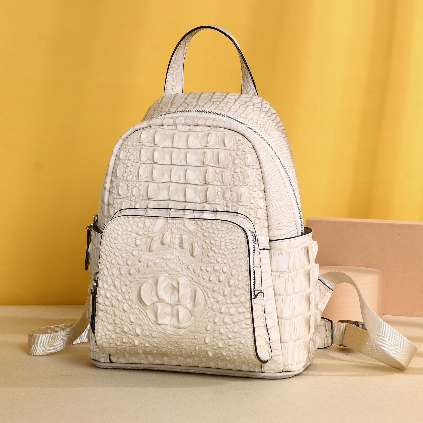 New Arrival Croc-Effect Women's Backpack, A High-End Classic Fashionable Outdoor Daypack with Top Handle, Perfect for School & Travel
