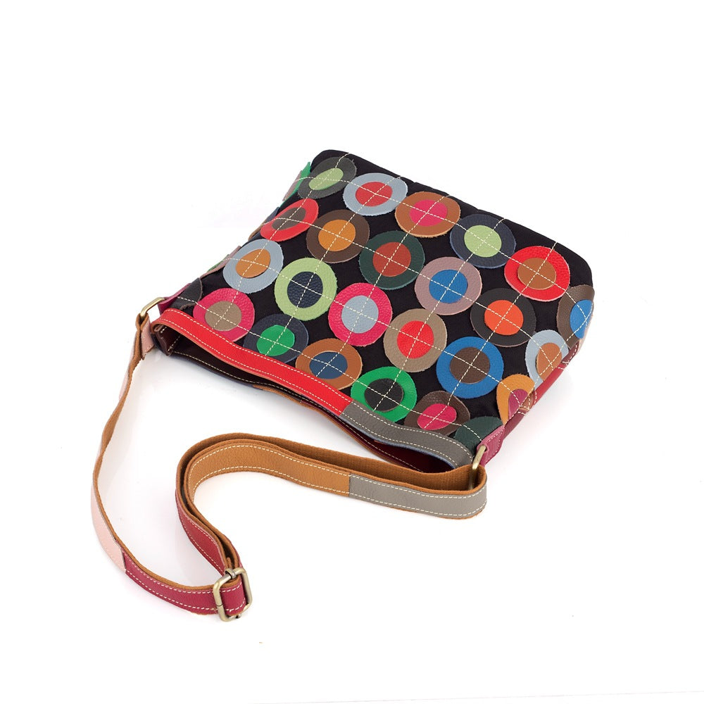 Premium Genuine Leather Patchwork Bag for Women | Handcrafted Color-Block Cross-Body Shoulder Handbag with Trendy Artistic Pattern | Unique Statement Purse with Vibrant Contrast Design | Must-Have Fashion Accessory for the Style-Conscious Woman