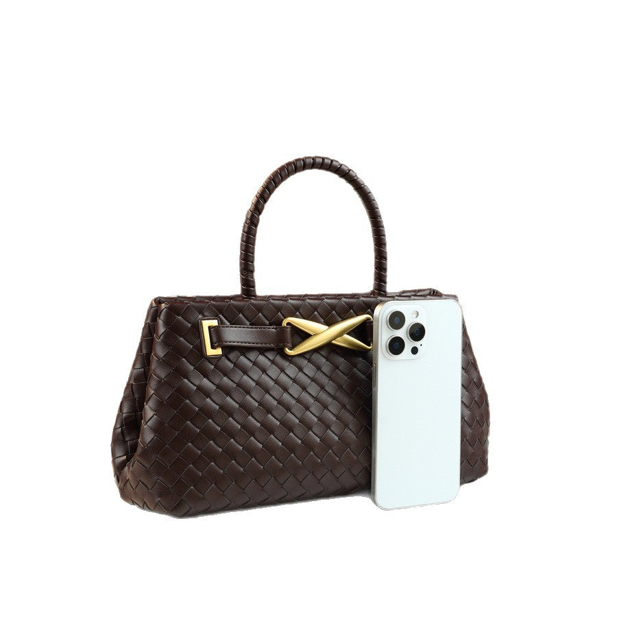 PU Woven Bucket Bag for Women Summer Shoulder Crossbody Handbag, Bestselling Versatile Purse with Natural Woven Texture