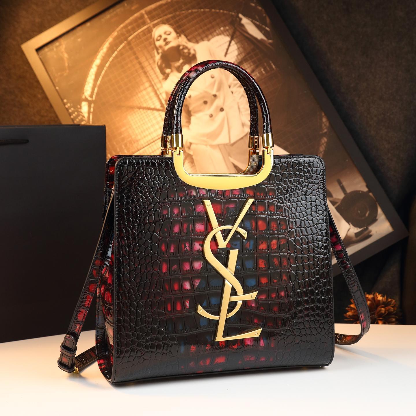 New Arrival French Style Croc-Effect Light Luxury Bag for Women, An Elegant Large Capacity Commuter Crossbody Top-Handle Handbag Perfect for Moms