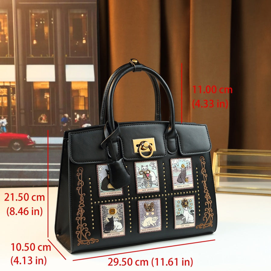 New Arrival Cat Print Birkin-Inspired Tote Bag for Women, Elegant Large Capacity Shoulder Crossbody Handbag with Unique Boutique Design, Perfect Commuter Purse