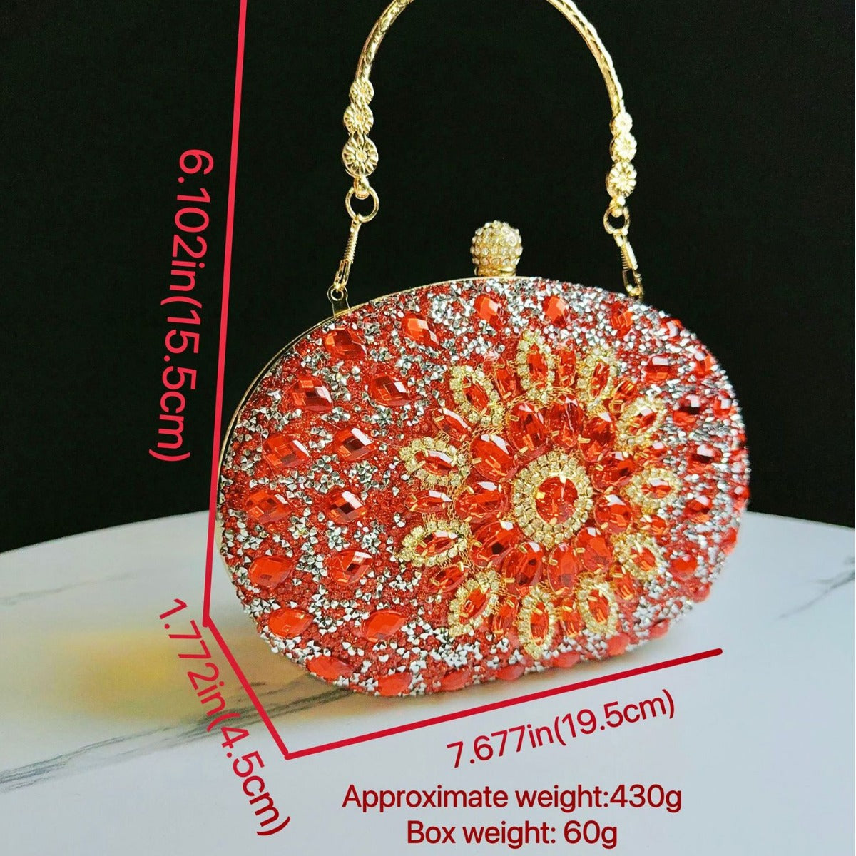 Dazzling Rhinestone Sunflower Egg-Shaped Clutch for Women, A Full Crystal Small Crossbody Bag Perfect for Cheongsam Formal Dresses Banquets & Special Occasions