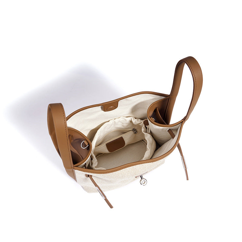 New Premium Niche Basket Bucket Tote Bag, Crossbody Shoulder Purse, Genuine Leather Commute Handbag for Women